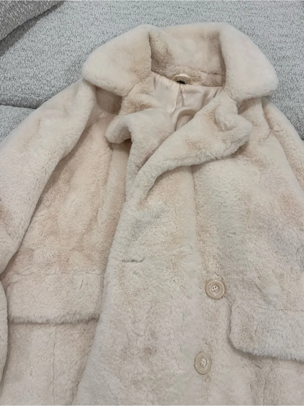 Free People Solid Kate Ivory Faux Fur Coat